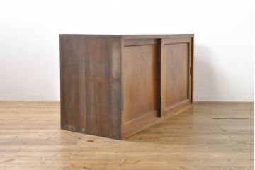 和製アンティーク　前面欅(ケヤキ)材　ナチュラルな雰囲気のお部屋にも取り入れやすいシンプルな収納棚(戸棚、サイドボード、ローボード、サイドキャビネット)(R-074503)