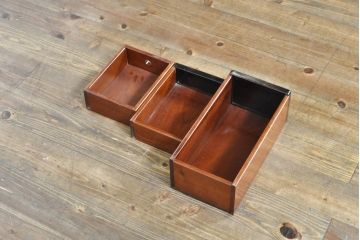 和製ビンテージ　未使用　展示品　花梨(カリン)材　黒檀(コクタン)材　艶やかな色味が魅力的な長火鉢(囲炉裏、木製火鉢、ヴィンテージ)(R-074505)