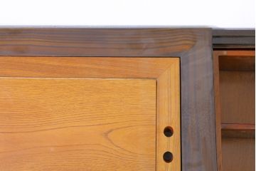 和製ビンテージ　未使用　展示品　花梨(カリン)材　黒檀(コクタン)材　艶やかな色味が魅力的な長火鉢(囲炉裏、木製火鉢、ヴィンテージ)(R-074505)