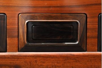 和製ビンテージ　未使用　展示品　花梨(カリン)材　黒檀(コクタン)材　艶やかな色味が魅力的な長火鉢(囲炉裏、木製火鉢、ヴィンテージ)(R-074505)