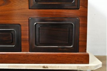 和製ビンテージ　未使用　展示品　花梨(カリン)材　黒檀(コクタン)材　艶やかな色味が魅力的な長火鉢(囲炉裏、木製火鉢、ヴィンテージ)(R-074505)