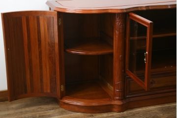 和製ビンテージ　未使用　展示品　花梨(カリン)材　堂々とした佇まいが魅力的なサイドボード(サイドキャビネット、リビングボード、テレビ台、テレビボード、収納棚、戸棚、ヴィンテージ)(定価約90万円)(R-074506)