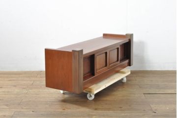 和製ビンテージ　未使用　展示品　花梨(カリン)材　落ち着いた佇まいが魅力的な置き床(置床、収納棚、戸棚、飾り棚、ローボード、テレビ台、テレビボード、ヴィンテージ)(R-074507)