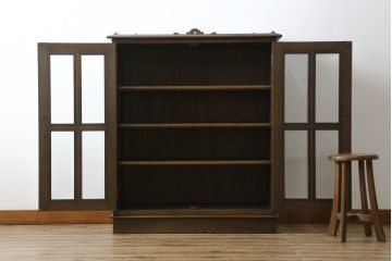 中古　美品!!　永田良介商店 　気品漂う佇まいが魅力のブックケース(本箱、飾り棚、収納棚、戸棚、キャビネット)(定価約44万円)(R-074510)
