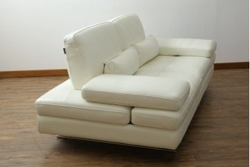 中古　短期半年使用!!　極美品　NICOLETTIHOME(ニコレッティ)　Serena(セレナ)シリーズ　Kランク(K1585ホワイト)　総革　清潔感のある白が空間を引き立てる2人掛けソファ(トランスフォームソファ、レザーソファ、アームソファ, 二人掛け、2P)(定価約64万円)(R-074513)