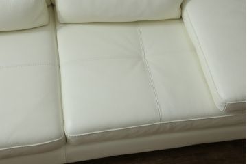 中古　短期半年使用!!　極美品　NICOLETTIHOME(ニコレッティ)　Serena(セレナ)シリーズ　Kランク(K1585ホワイト)　総革　清潔感のある白が空間を引き立てる2人掛けソファ(トランスフォームソファ、レザーソファ、アームソファ, 二人掛け、2P)(定価約64万円)(R-074513)