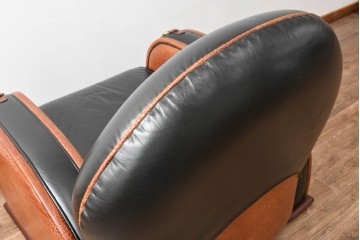 中古　イタリア　Formitalia(フォルミタリア)　PAOLO GUCCI(パオロ　グッチ)　本革(レザー)　斬新なデザインで存在感抜群の1人掛けソファ　(R-074515)