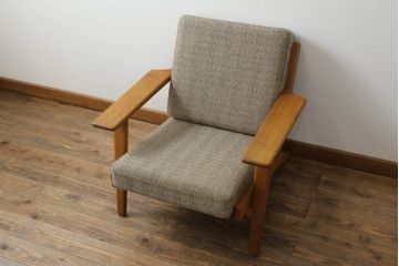 北欧ビンテージ　デンマークビンテージ　GETAMA(ゲタマ)　Hans J Wegner(ハンス・J・ウェグナー)　GE290　くつろぎの空間を演出するイージーチェア(椅子、イス、アームチェア、1P、一人掛けソファ、1人掛けソファ、ヴィンテージ)(R-074519)