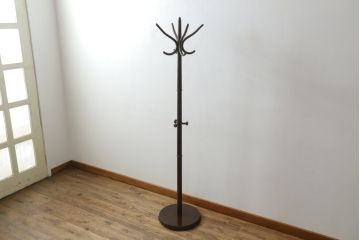 和製ビンテージ　秋田木工　曲げ木　スッキリとしたデザインでどんなお部屋でも使いやすいポールハンガー(コートハンガー、帽子掛け、店舗什器、ヴィンテージ)(R-074525)