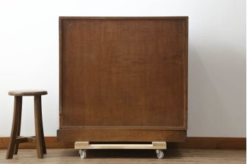 和製アンティーク　指物工芸品!!　前面黒柿くじゃく杢　天板・側面・裏板キハダ材　ケンドン板戸鏡板無垢材　渋い色味と独特な杢目が目を惹く高級書箱(本箱、収納棚、書棚、戸棚)(R-074534)