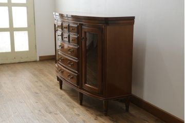 中古　美品!!　maruni(マルニ木工)　高級ライン ブリタニアシリーズ　サイドボード135　上品な佇まいが美しいサイドボード(サイドキャビネット、収納棚、戸棚、飾り棚、引き出し)(定価約100万円)(R-074535)