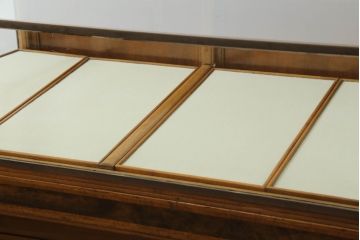 イギリスアンティーク　真鍮枠　引き出し付き　クラシカルな雰囲気を醸し出す木製ショーケース(ガラスケース、陳列棚、飾り棚、店舗什器、展示ケース、英国)(R-074538)