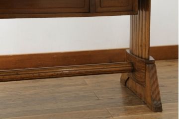 イギリスアンティーク　真鍮枠　引き出し付き　クラシカルな雰囲気を醸し出す木製ショーケース(ガラスケース、陳列棚、飾り棚、店舗什器、展示ケース、英国)(R-074538)