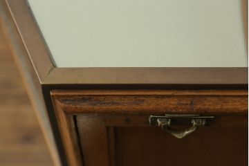 イギリスアンティーク　真鍮枠　引き出し付き　クラシカルな雰囲気を醸し出す木製ショーケース(ガラスケース、陳列棚、飾り棚、店舗什器、展示ケース、英国)(R-074538)
