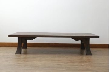 和製ビンテージ　民芸家具　高級杉材　木の風合いが楽しめる浮造り仕上げの座卓(ローテーブル、センターテーブル、リビングテーブル、ヴィンテージ)(R-074549)