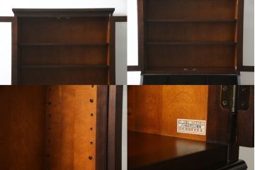 中古　北海道民芸家具　上品な雰囲気漂うビューローブックケース(ライティングビューロー、簿記机、引き出し、ブックシェルフ、本棚、飾り棚、収納棚、戸棚、ワークデスク、在宅ワーク、在宅用)(R-074555)