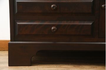 中古　北海道民芸家具　上品な雰囲気漂うビューローブックケース(ライティングビューロー、簿記机、引き出し、ブックシェルフ、本棚、飾り棚、収納棚、戸棚、ワークデスク、在宅ワーク、在宅用)(R-074555)