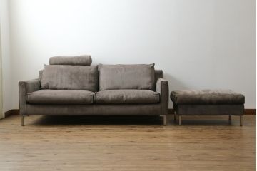 中古　2020年購入　ACTUS(アクタス)取扱い　eilersen(アイラーセン) GROUP-E MELLOW(メロー)　ストリームラインソファ(STREAMLINE SOFA)　シンプルモダンな佇まいが魅力のヘッドレスト付き2人掛けソファとオットマンのセット(二人掛け、2P、フットスツール、北欧)(定価約68万円)(R-074560)