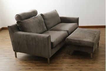 中古　2020年購入　ACTUS(アクタス)取扱い　eilersen(アイラーセン) GROUP-E MELLOW(メロー)　ストリームラインソファ(STREAMLINE SOFA)　シンプルモダンな佇まいが魅力のヘッドレスト付き2人掛けソファとオットマンのセット(二人掛け、2P、フットスツール、北欧)(定価約68万円)(R-074560)