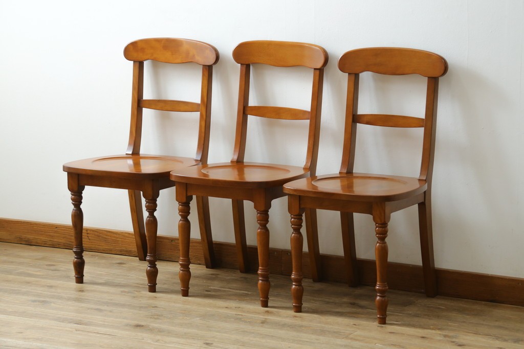 中古　横浜クラシック家具ダニエル(Daniel)　アーリーアメリカン　A-509　ダイニングチェア3脚セット　定価(3脚合計)約30万円　(R-074563)