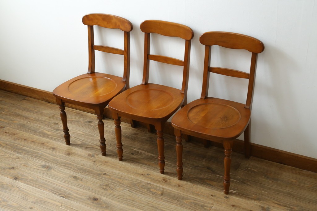 中古　横浜クラシック家具ダニエル(Daniel)　アーリーアメリカン　A-509　ダイニングチェア3脚セット　定価(3脚合計)約30万円　(R-074563)