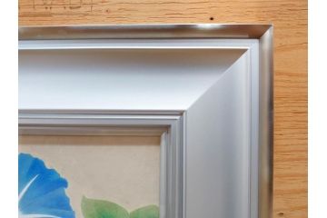 真作　京都　日本画家　井上富夫　「朝顔」(アサガオ、共シール、絵画、額装、箱付き)(R-074566)