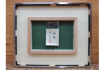 真作　京都　日本画家　井上富夫　「朝顔」(アサガオ、共シール、絵画、額装、箱付き)(R-074566)