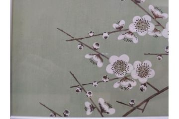 真作　京都　日本画家　井上富夫　「白梅」(ウメ、共シール、絵画、額装、箱付き)(R-074567)