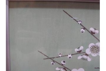 真作　京都　日本画家　井上富夫　「白梅」(ウメ、共シール、絵画、額装、箱付き)(R-074567)