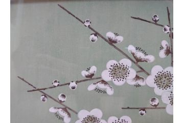 真作　京都　日本画家　井上富夫　「白梅」(ウメ、共シール、絵画、額装、箱付き)(R-074567)