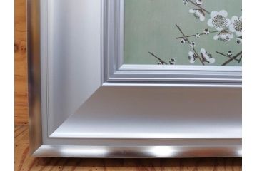 真作　京都　日本画家　井上富夫　「白梅」(ウメ、共シール、絵画、額装、箱付き)(R-074567)