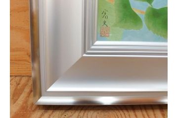 真作　京都　日本画家　井上富夫　「八仙花」(紫陽花、共シール、絵画、額装、箱付き)(R-074568)