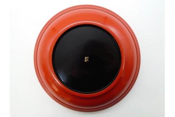 輪島塗　慶塚作　朱塗　約24cm　8寸　艶やかな漆塗りが美しい菓子器(漆器、菓子皿、箱付き、八寸)(R-074572)