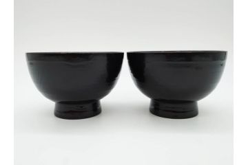角偉三郎　内根来　5つ星　使い込むほどに深みが増す合鹿椀2客セット(汁椀、木製、漆器、漆芸、お椀、五ツ星、共箱付き、和食器)(R-074574)