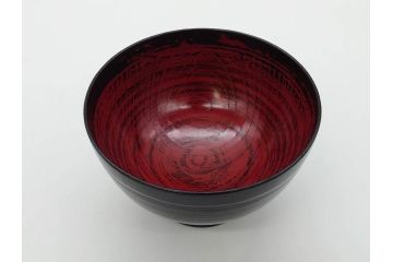 角偉三郎　内根来　5つ星　使い込むほどに深みが増す合鹿椀2客セット(汁椀、木製、漆器、漆芸、お椀、五ツ星、共箱付き、和食器)(R-074574)