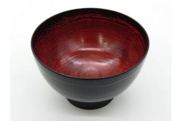 角偉三郎　内根来　5つ星　使い込むほどに深みが増す合鹿椀2客セット(汁椀、木製、漆器、漆芸、お椀、五ツ星、共箱付き、和食器)(R-074574)