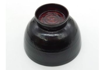 角偉三郎　内根来　5つ星　使い込むほどに深みが増す合鹿椀2客セット(汁椀、木製、漆器、漆芸、お椀、五ツ星、共箱付き、和食器)(R-074574)