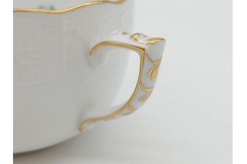 ヘレンド　ハンガリー　HEREND HVNGARY　アポニー・グリーン　繊細な絵付けが上品で落ち着いた雰囲気を醸し出すティーカップ&ソーサー3客セット(C&S、HUNGARY、洋食器)(R-074577)