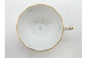 ヘレンド　ハンガリー　HEREND HVNGARY　アポニー・グリーン　繊細な絵付けが上品で落ち着いた雰囲気を醸し出すティーカップ&ソーサー3客セット(C&S、HUNGARY、洋食器)(R-074577)