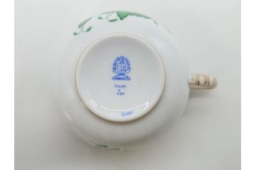 ヘレンド　ハンガリー　HEREND HVNGARY　アポニー・グリーン　繊細な絵付けが上品で落ち着いた雰囲気を醸し出すティーカップ&ソーサー3客セット(C&S、HUNGARY、洋食器)(R-074577)
