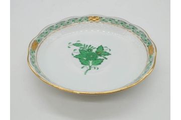 ヘレンド　ハンガリー　HEREND HVNGARY　アポニー・グリーン　繊細な絵付けが上品で落ち着いた雰囲気を醸し出すティーカップ&ソーサー3客セット(C&S、HUNGARY、洋食器)(R-074577)