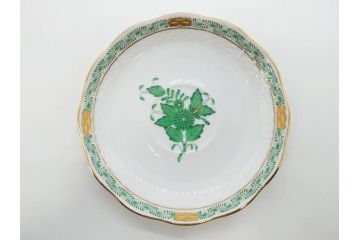 ヘレンド　ハンガリー　HEREND HVNGARY　アポニー・グリーン　繊細な絵付けが上品で落ち着いた雰囲気を醸し出すティーカップ&ソーサー3客セット(C&S、HUNGARY、洋食器)(R-074577)