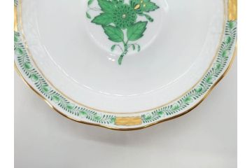 ヘレンド　ハンガリー　HEREND HVNGARY　アポニー・グリーン　繊細な絵付けが上品で落ち着いた雰囲気を醸し出すティーカップ&ソーサー3客セット(C&S、HUNGARY、洋食器)(R-074577)