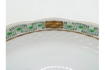 ヘレンド　ハンガリー　HEREND HVNGARY　アポニー・グリーン　繊細な絵付けが上品で落ち着いた雰囲気を醸し出すティーカップ&ソーサー3客セット(C&S、HUNGARY、洋食器)(R-074577)