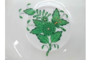 ヘレンド　ハンガリー　HEREND HVNGARY　アポニー・グリーン　繊細な絵付けが上品で落ち着いた雰囲気を醸し出すティーカップ&ソーサー3客セット(C&S、HUNGARY、洋食器)(R-074577)