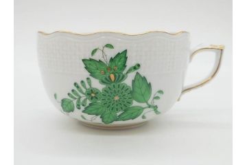 ヘレンド　ハンガリー　HEREND HVNGARY　アポニー・グリーン　繊細な絵付けが上品で落ち着いた雰囲気を醸し出すティーカップ&ソーサー2客セット(C&S、HUNGARY、洋食器)(R-074578)