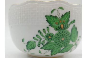 ヘレンド　ハンガリー　HEREND HVNGARY　アポニー・グリーン　繊細な絵付けが上品で落ち着いた雰囲気を醸し出すティーカップ&ソーサー2客セット(C&S、HUNGARY、洋食器)(R-074578)