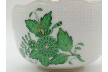 ヘレンド　ハンガリー　HEREND HVNGARY　アポニー・グリーン　繊細な絵付けが上品で落ち着いた雰囲気を醸し出すティーカップ&ソーサー2客セット(C&S、HUNGARY、洋食器)(R-074578)