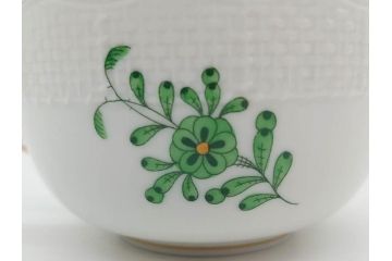 ヘレンド　ハンガリー　HEREND HVNGARY　アポニー・グリーン　繊細な絵付けが上品で落ち着いた雰囲気を醸し出すティーカップ&ソーサー2客セット(C&S、HUNGARY、洋食器)(R-074578)