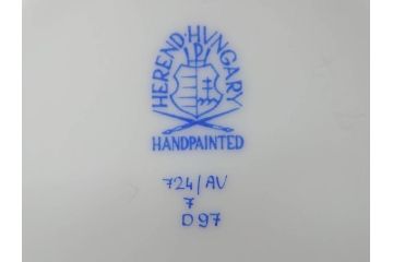 ヘレンド　ハンガリー　HEREND HVNGARY　アポニー・グリーン　繊細な絵付けが上品で落ち着いた雰囲気を醸し出すティーカップ&ソーサー2客セット(C&S、HUNGARY、洋食器)(R-074578)